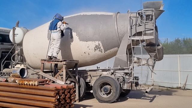 Пескоструйная обработка миксера.