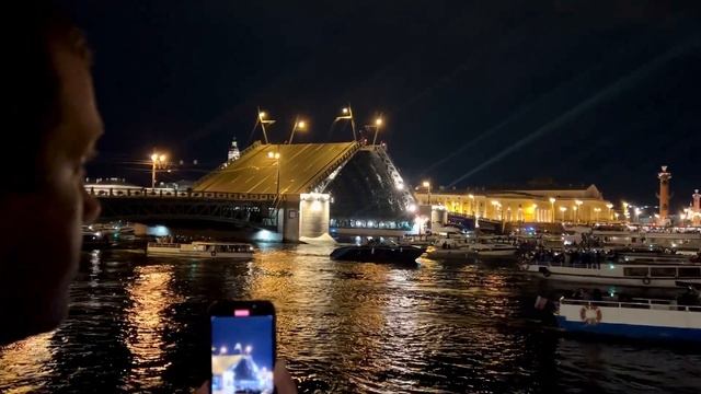 Разведение Дворцового моста в Санкт Петербурге 08.2023