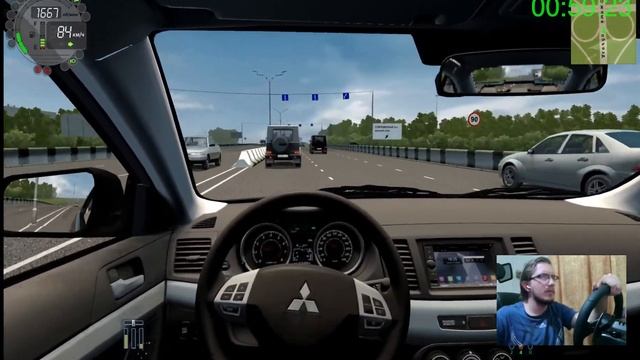 City Car Driving - Mitsubishi Lancer X Turbo - Спокойное вождение - Руль Logit