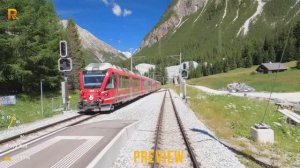 🚄 4К SmartTV ➤ Поезд Санкт-Мориц - Кур, вид швейцарской линии Альбула, июль 2022! UHD 60fps