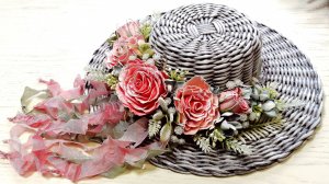 Декоративная ШЛЯПКА своими руками / Плетение из бумажной лозы