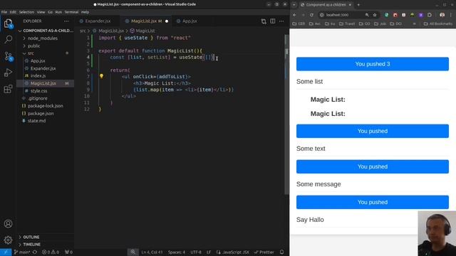 React для начинающих: useState, event, map и push, copy array смотреть онлайн