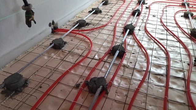 Теплый пол. Установка маяков по лазерному уровню смотреть онлайн