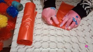 Цветы из обычных мусорных пакетов без клея и утюга.  Пр
