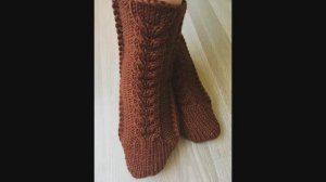 Носки с косой на двух спицах