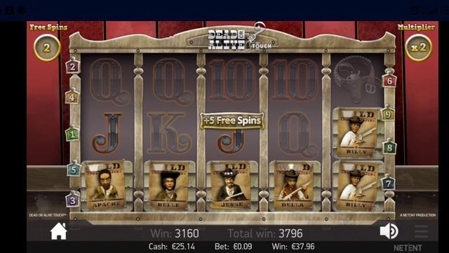 Dead or Alive (by NetEnt) - Scatter - Уайлд Линия - 3413X