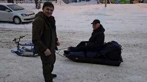 Тест драйв детского снегоката с мотором