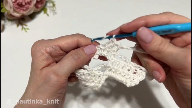 МК Косынка Ажурными Сердечками Крючком #_pautinka_knit