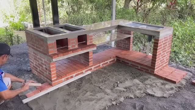 Собери красивую печь из кирпича с бетонной столешницей у себя во дворе смотреть онлайн