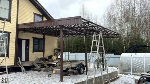 Отзыв на работу компании "Навес-Эксперт" по установке навеса к частному дому 6х7