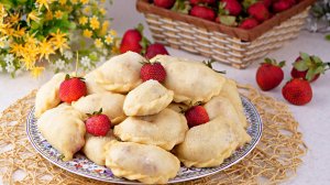 🍓🥟 Вот это Вареники! Паровые Вареники с Клубникой! Тесто на кефире для пышных вареников!