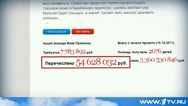 Первый канал и Русфонд продолжают совместную акцию по