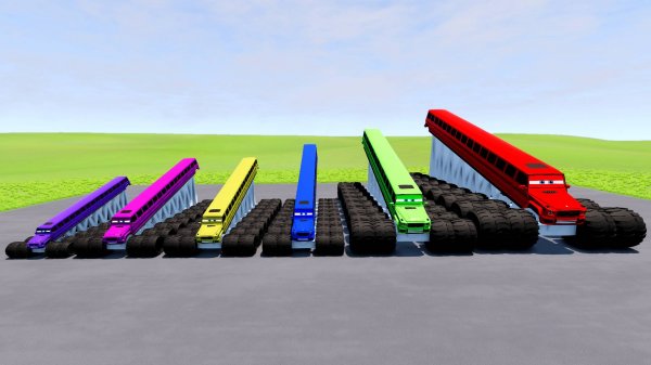 Big & Small, Long & Tall Red Vizor Monster Truck Lightning McQueen Long Bus VS Trains -BeamNG.drive