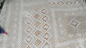 Вяжем Скатерть Крючком в Технике Филейного Вязания (Часть 2)