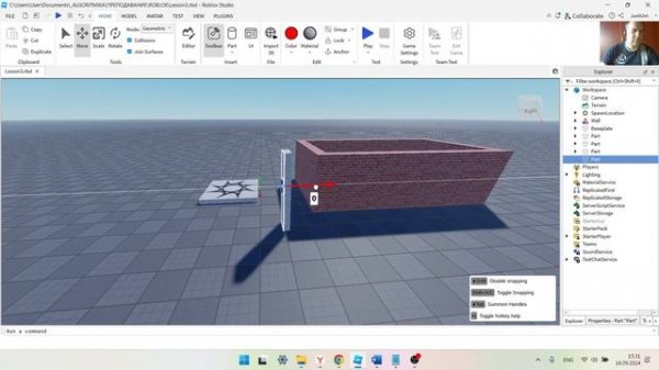 Roblox Studio. Lesson4. Добавляем script взаимодействия и появлени?