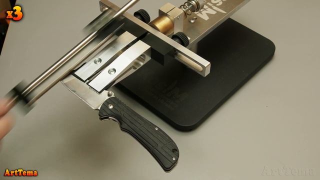 Линзовидная заточка ножа GANZO на точилке KosiM