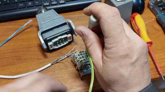 Силовой разъём хартинг (harting),подключение кабеля.