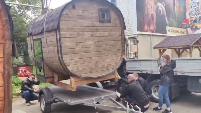 Установка бани Govoroff на одноосный прицеп смотреть онлайн