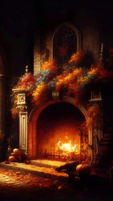 Атмосфера уюта и тепла. Звук огня, Огонь в камине. Рела?