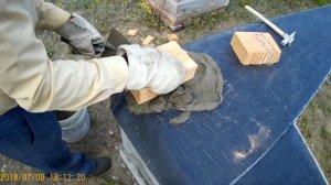 2. Кладка цоколя из красного кирпича. #цоколь #кирпич #ф?