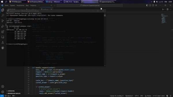 DNS сервер на python. Показ работоспособности