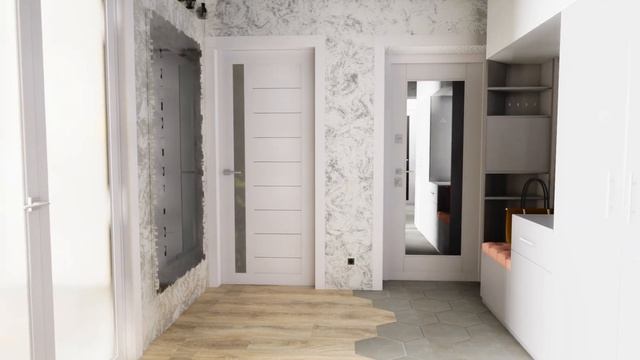 Прихожая, коридор, визуализация интерьера в blender, hallway, смотреть онлайн