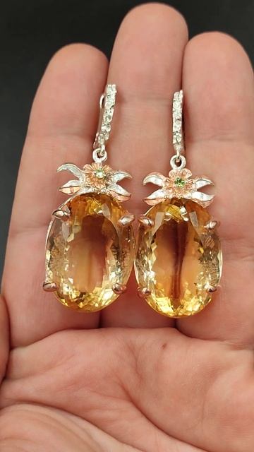 28х20.5 мм! природный цитрин из Бразилии, цаворит гранат ? смотреть онлайн