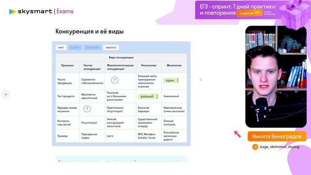 Эта тема есть в каждом варианте ЕГЭ: Конкуренция смотреть онлайн