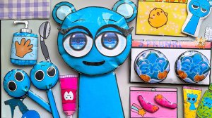 Спрунки Мейкап / БУМАЖНЫЕ ПОДЕЛКИ / Голубой Мишка SPRUNKI / asmr