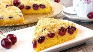 🍒Нежный летний пирог с вишней или черешней с хрустящей крошкой!