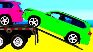 Мультяшные цветные машинки на грузовике Человек-паук Автовоз для детей Мультики про машинки