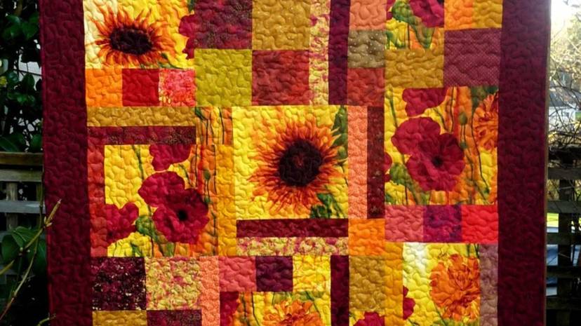 🌻Лоскутное шитьё: Подсолнух — солнечный цветок в ярких лоскутках! смотреть онлайн