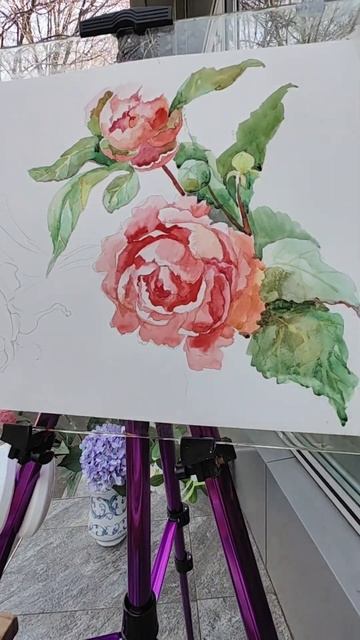 🌸Пионы акварелью🌸#пионыакварель#цветы #акварель смотреть онлайн