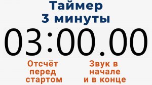 Таймер на 3 МИНУТЫ - со звуком и отложенным стартом