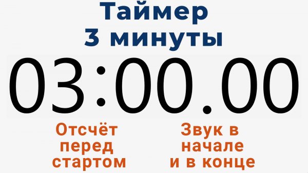 Таймер на 3 МИНУТЫ - со звуком и отложенным стартом