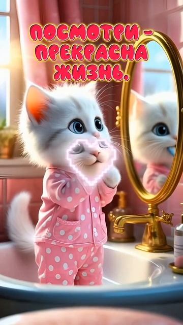Мой день с AI котёнком! ☕ Чистим зубки, нюхаем розы – милота гарантирована! #selflove #shorts смотреть онлайн