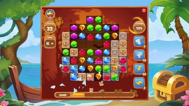 Как пройти уровень 195 игры Сокровища Пиратов смотреть онлайн