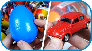 Яйца сюрпризы с машинками Welly. Коробка с машинками. Маленькие модели авто.