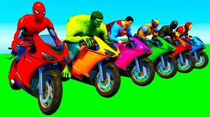 Цветные мотоциклы для детей Мультяшные супергерои для малышей Мультики про мотоциклы для детй