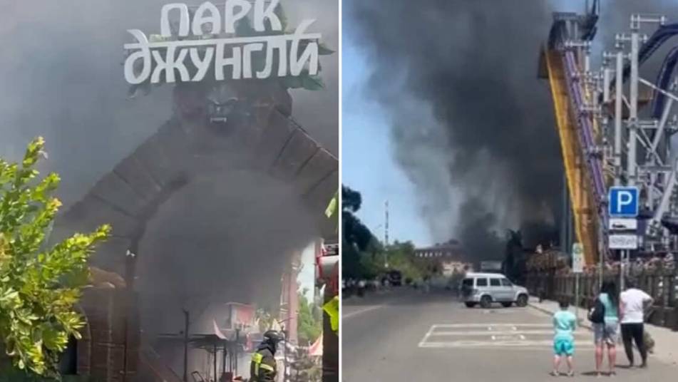 Крупный пожар произошел в "Джунгли-парке" в Анапе смотреть онлайн