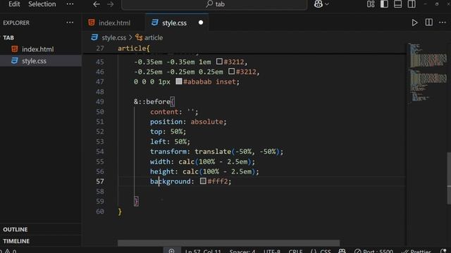 TAB НА HTML И CSS