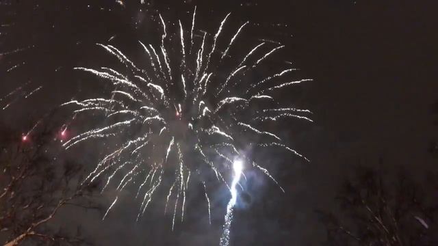 Сахалин. Южно-Сахалинск, фейерверк на открытии ёлки. Sak