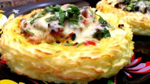 Картофельные гнезда с фаршем в духовке. Эффектное ГОРЯЧЕЕ БЛЮДО на ПРАЗДНИЧНЫЙ Стол и не только.