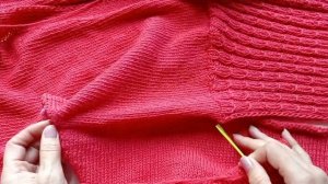 Пришиваем вязаный рукав. Втачной рукав.