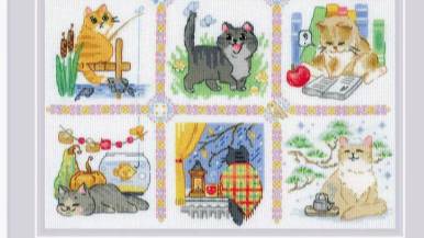 Вышивка крестиком от Риолис "Кошачий календарь" 4 смотреть онлайн