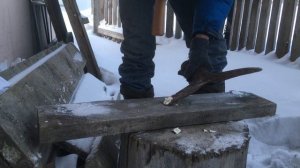 Испытание топора на морозе -36С