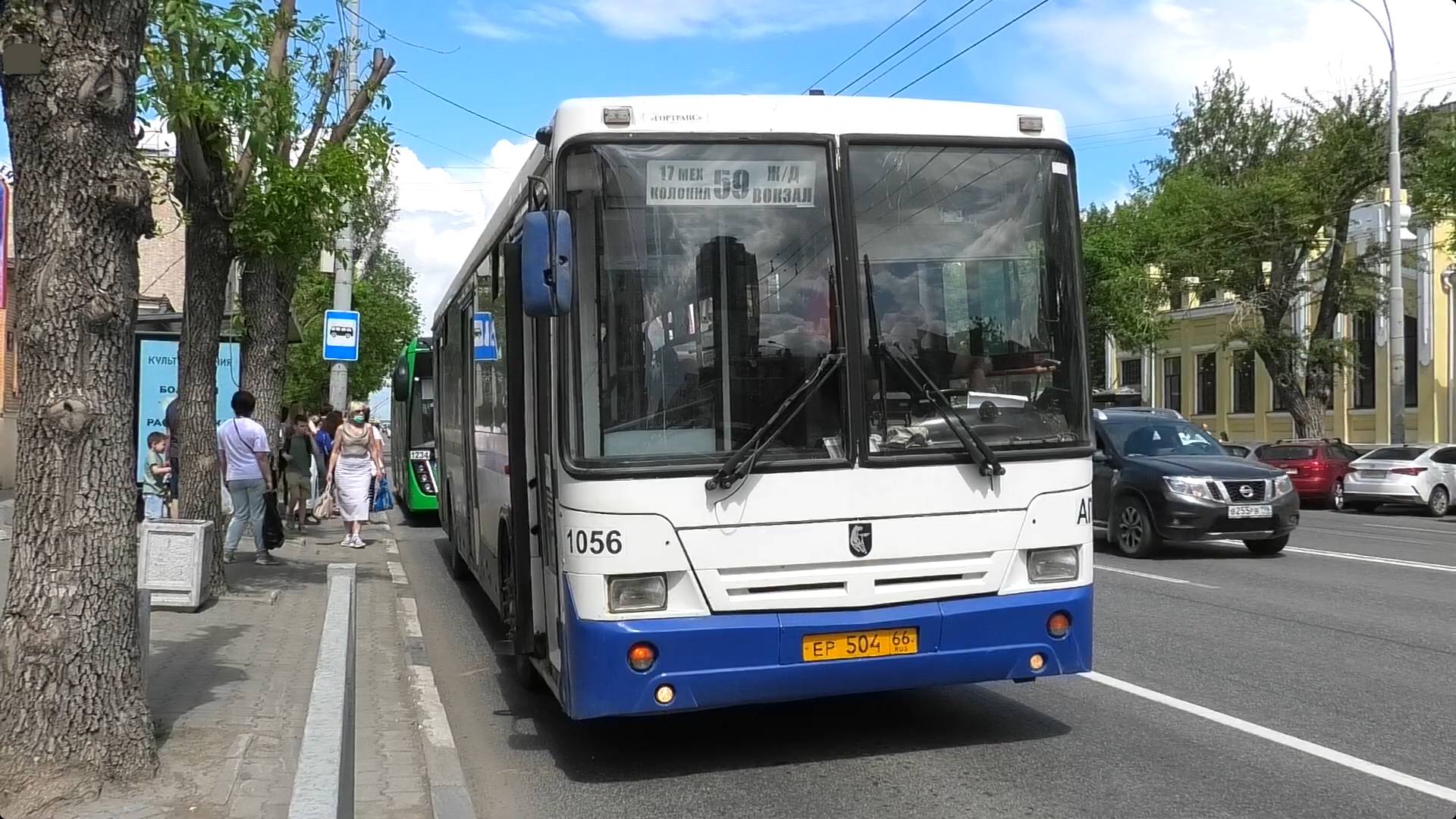 Автобус НефАЗ-5299-20-32 борт. №1056 маршрут №59 на остановке "Архитектурная академия" смотреть онлайн