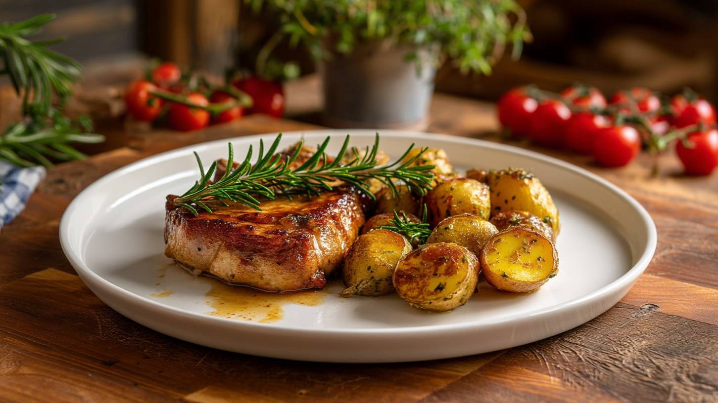 Идеальный ужин: стейк из свинины + розмариновый картофель за 30 минут!