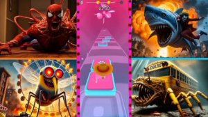 Червь-паук🆚Тралала, НАПРИМЕР🆚 Миньон, НАПРИМЕР🆚 Школьный автобус, Плитки-монстры, Прыжок и спешка