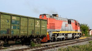 Тепловоз ТЭМ7А-0406. Манёвры с вагонами.